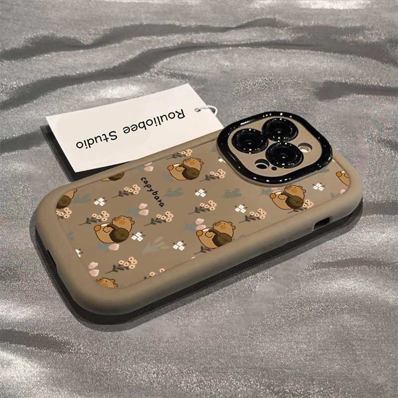 花束水豚适用苹果15/14手机壳11iphone13pro女12华为vivo小米oppo