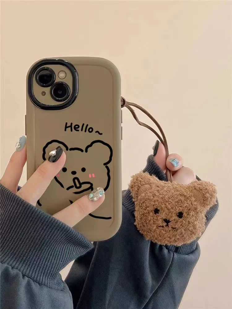喝奶茶熊适用苹果15/14手机壳11iphone13pro女12华为vivo小米oppo