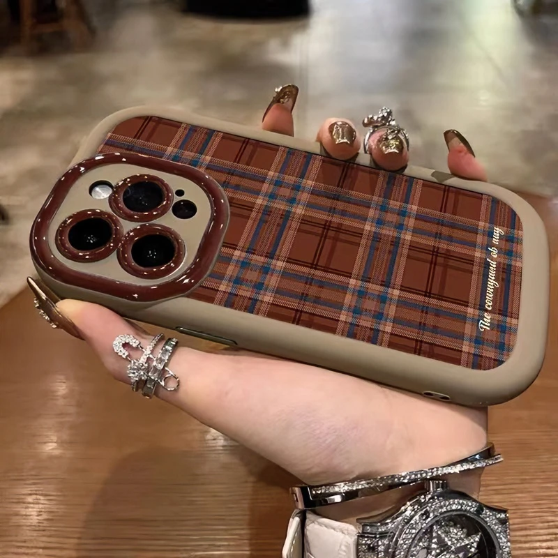 红格纹适用苹果15/14手机壳11iphone13pro女12华为vivo小米oppo