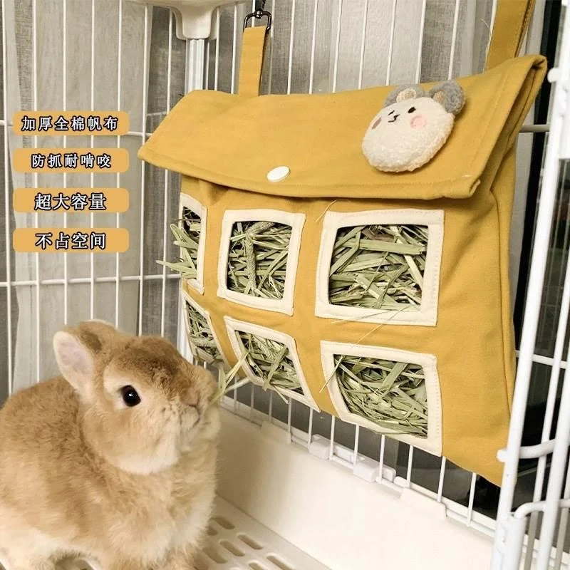 ++兔子帆布草袋防扒布草架大容量不漏草防浪费草架荷兰猪龙猫豚鼠