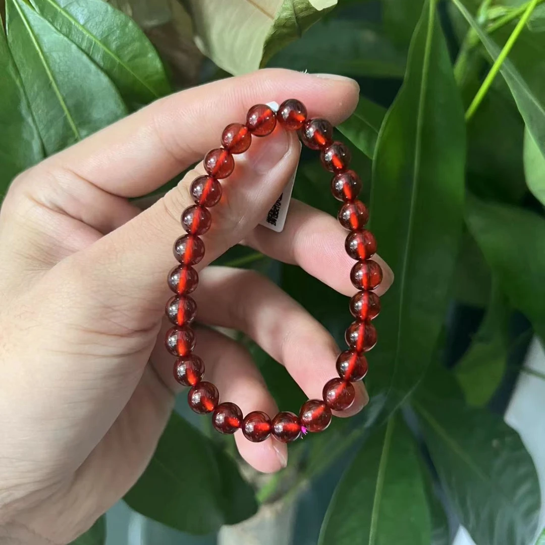 【珠宝兄弟 兄弟专享】约6-7mm橙色石榴石圆珠单圈手串