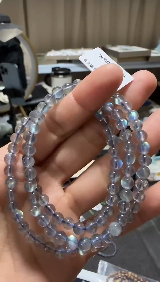 【闪购商品】拉长石手串未镶嵌D约5-6mm灰月光多圈手串