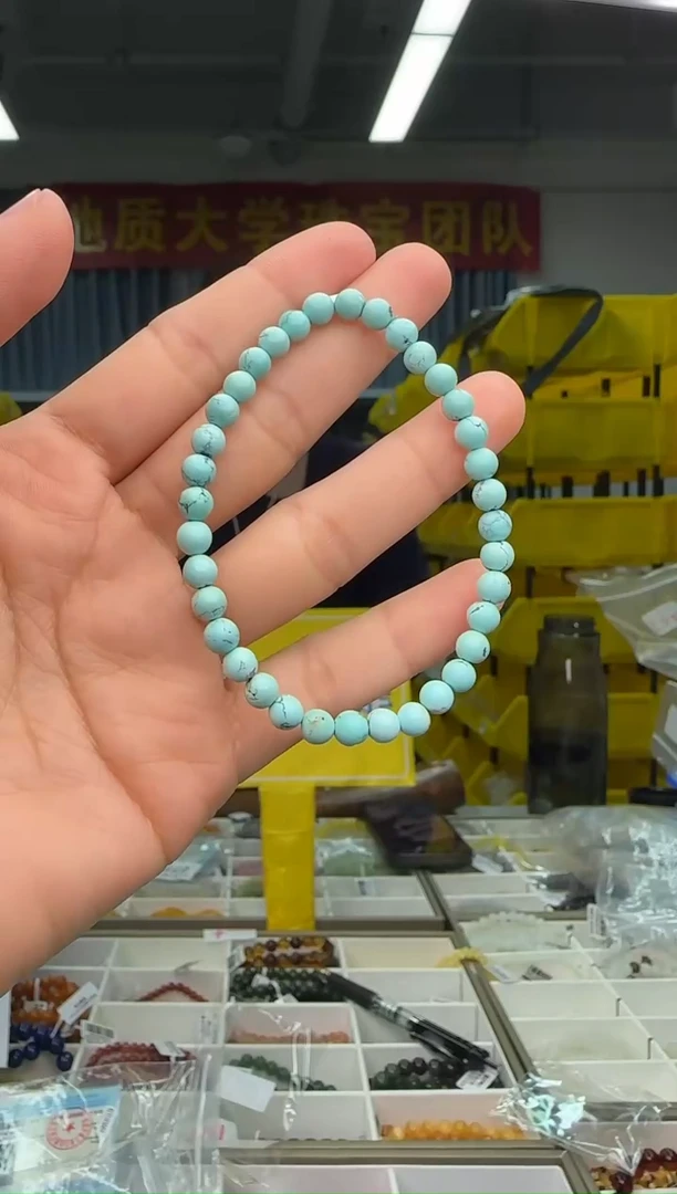 【闪购商品】绿松石手链未镶嵌D绿松圆珠单圈约5-6mm多样性发