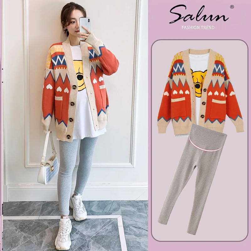 【 SALW 】孕妇装秋装毛衣装针织开衫