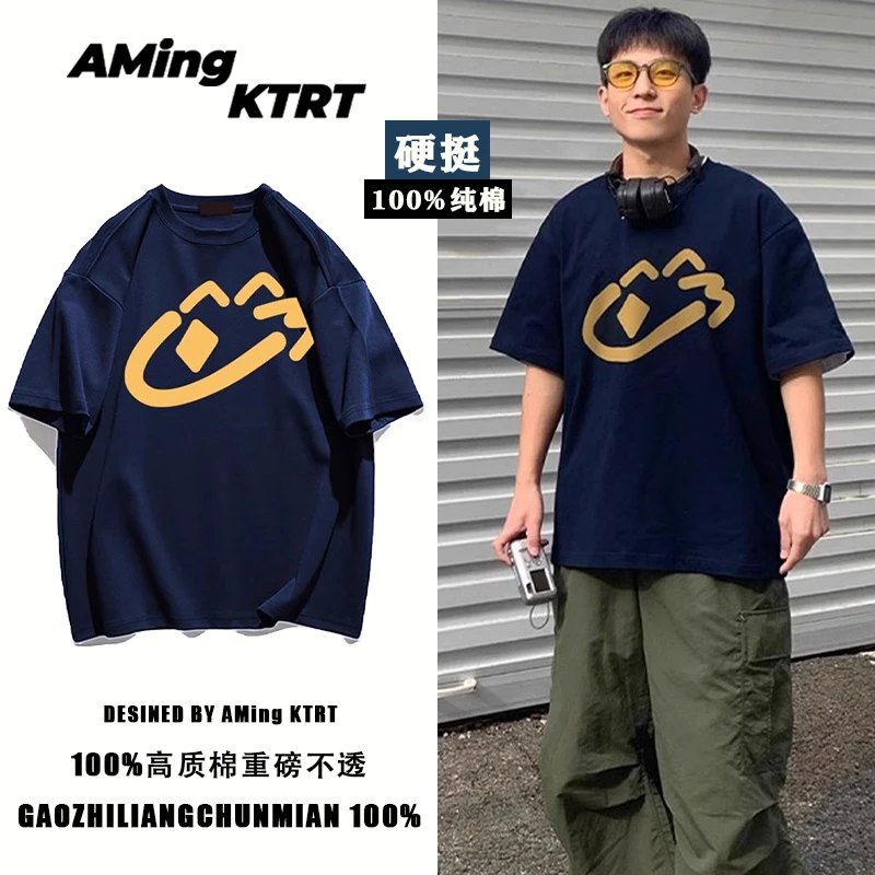 美式街头cityboy创意笑脸印花短袖纯棉t恤男ins潮牌宽松休闲上衣