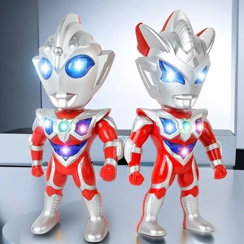 35cm大号Q版早教大头奥超超人战士灯光音效男孩礼物玩具科学实验