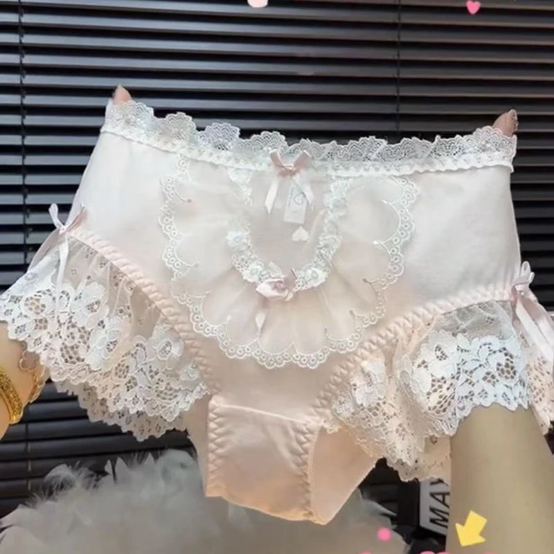 2条装推荐 【透气棉质甜美蕾丝花边纯欲风高腰大版】女士家居裤短裤