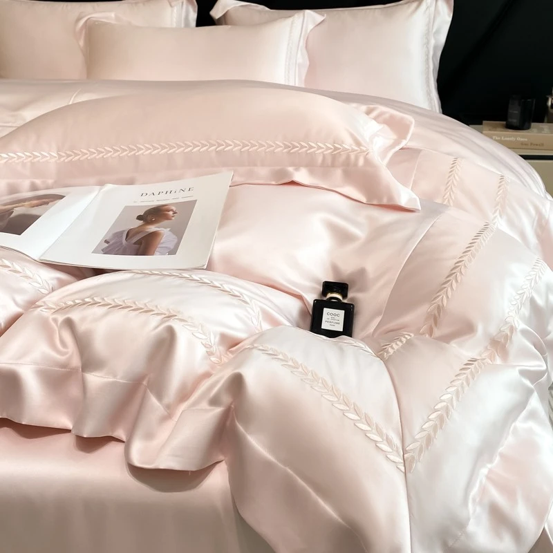 路约威格高端160支四件套夏季丝滑裸睡床单被套简约高档双面被罩