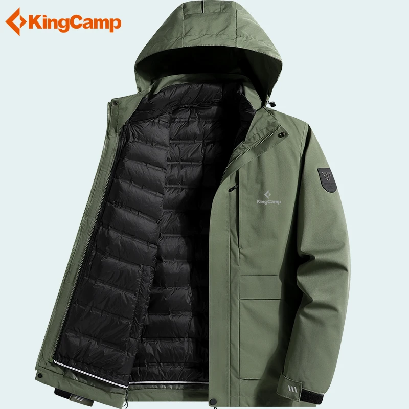 KingCamp羽绒冲锋衣男三合一可拆卸西藏旅游外套防风保暖登山衣服