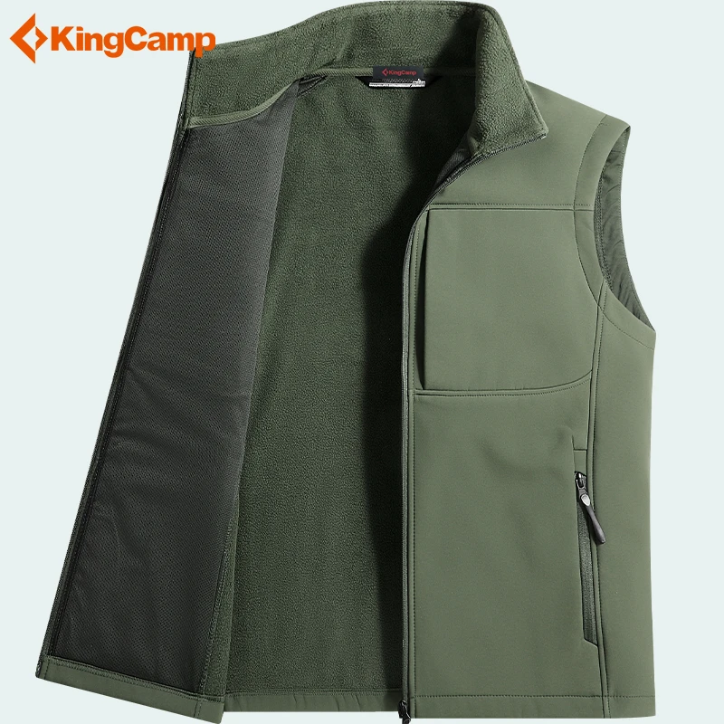 KingCamp马甲男秋冬季防寒保暖背心户外旅游摄影坎肩钓鱼软壳衣