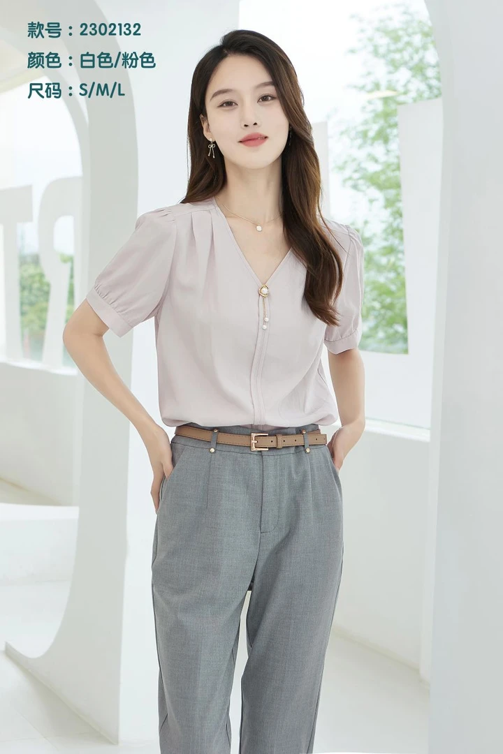 简约OL夏装新款衬衫