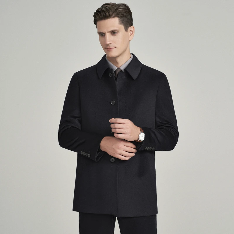 EMZ鄂尔多斯【绵羊毛+山羊绒】男士翻领外套挺括有型保暖夹克大衣