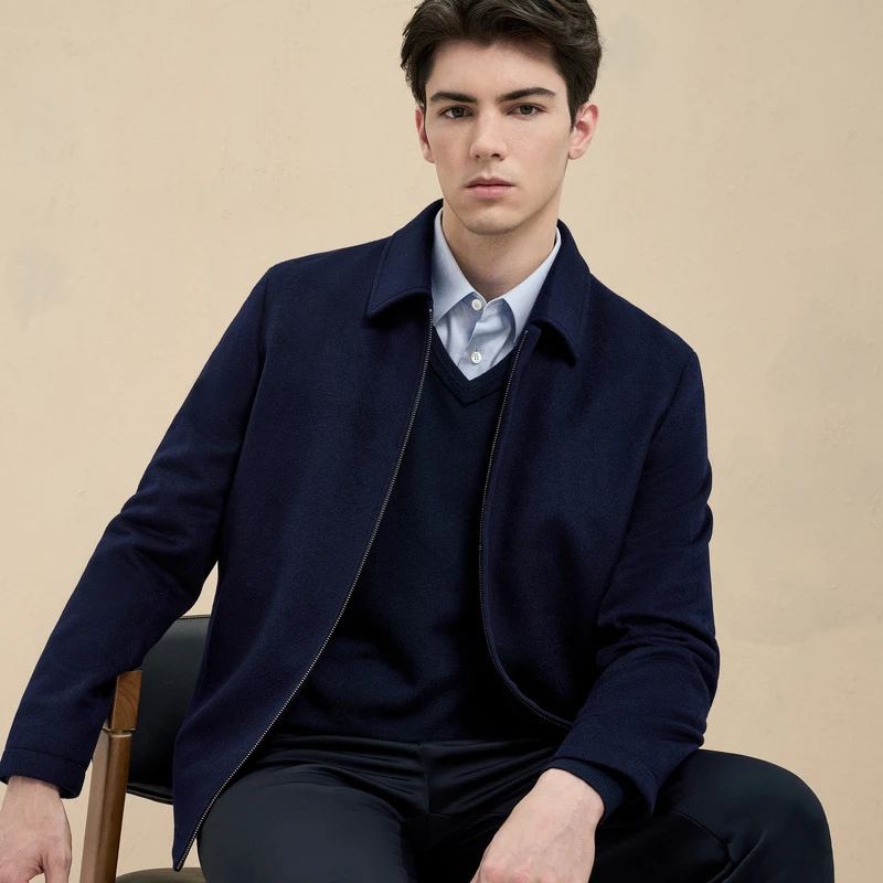 EMZ鄂尔多斯【100%绵羊毛 可脱卸鹅绒内胆】秋冬锁温保暖男士夹克