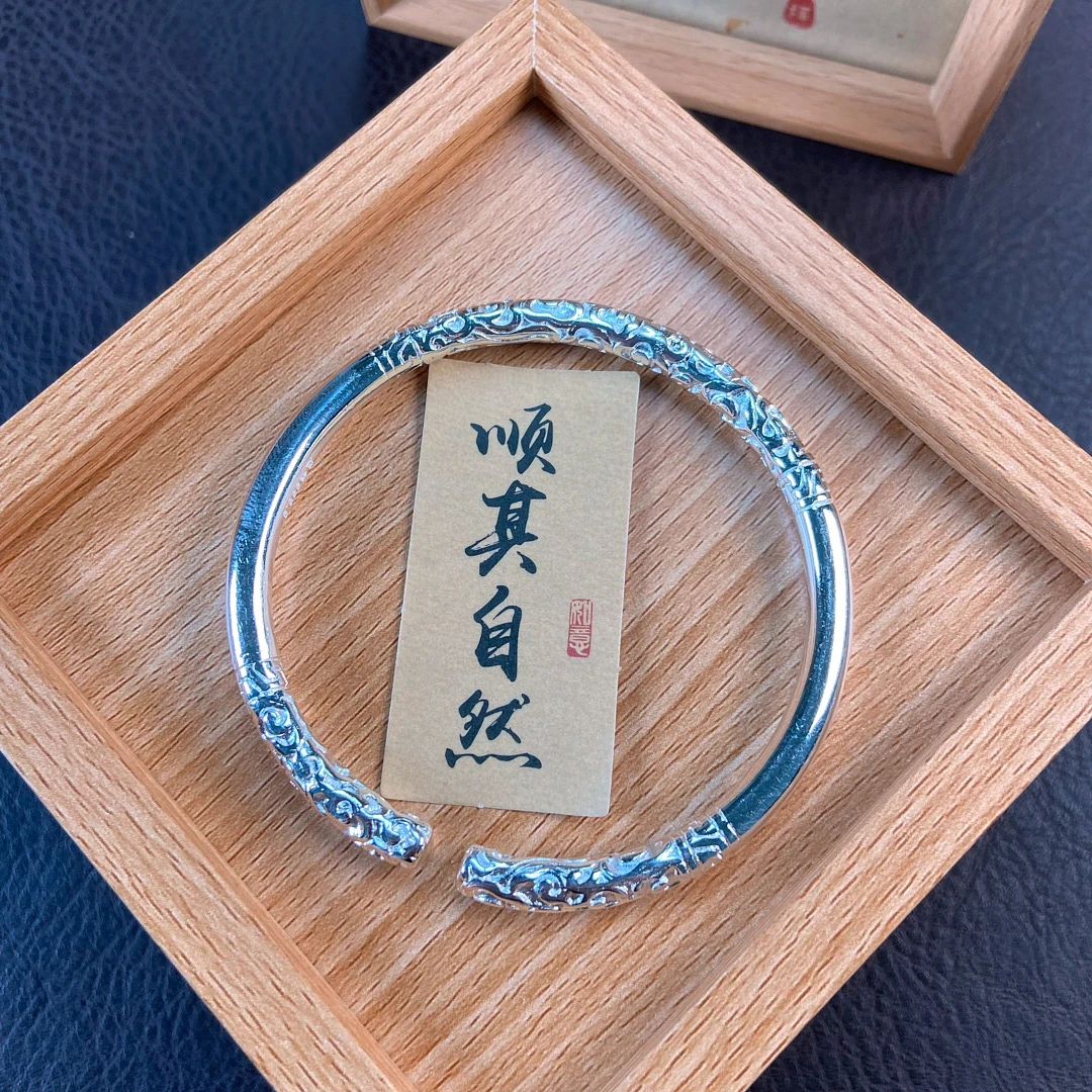足银银制品 编号919：金箍棒手镯足银手镯2
