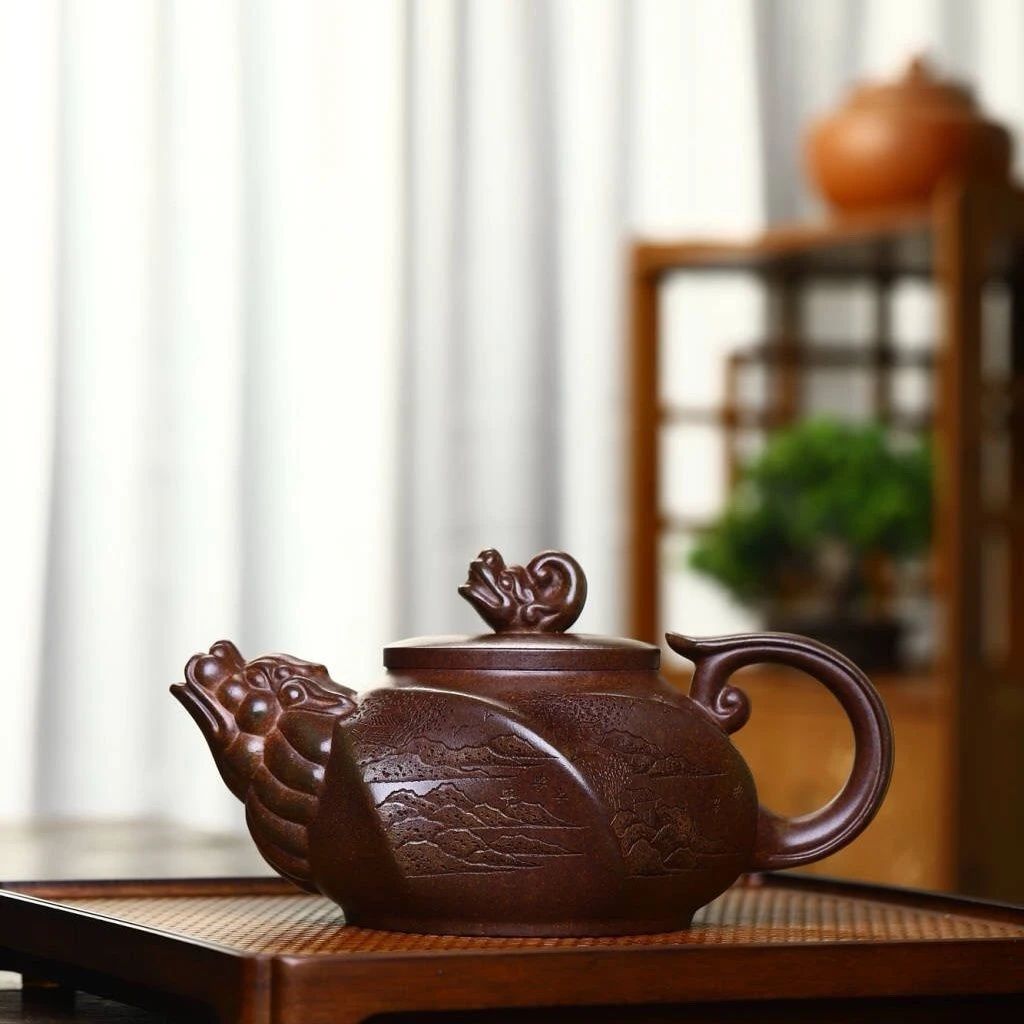 480毫升宜兴紫砂壶手工原矿高温段泥观山功夫茶壶龙头老大壶