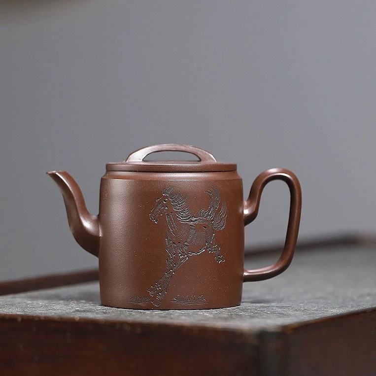 200毫升宜兴紫砂壶中式茶壶马到成功壶泡茶壶原矿紫泥高汉瓦壶