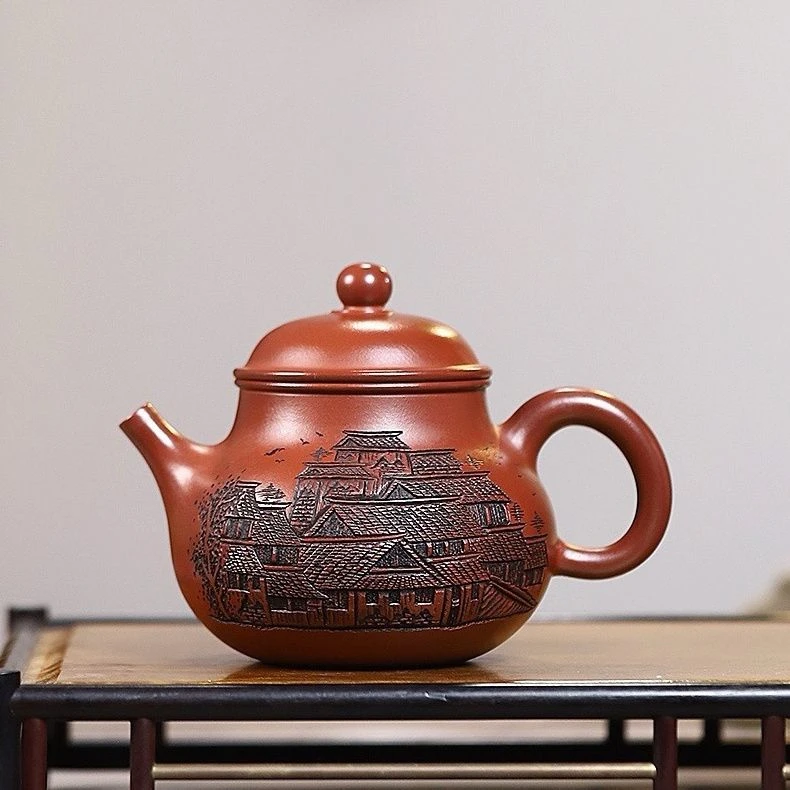 280毫升毫升宜兴紫砂壶手工中式茶壶功夫茶壶江南红皮龙容天壶