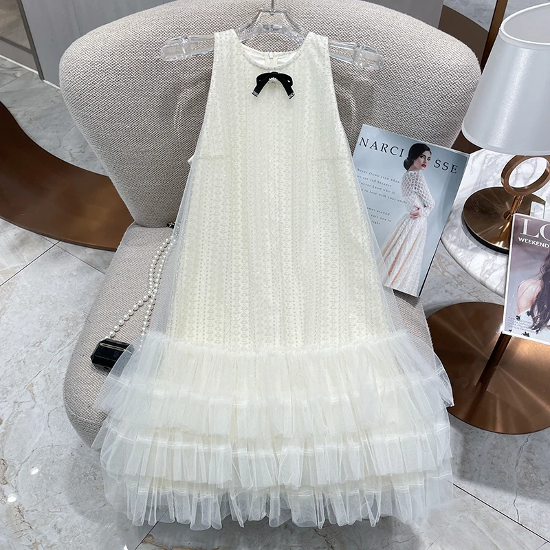 轻奢高级感重工裙子2024新款气质名媛小礼服背心裙宽松A字仙女裙