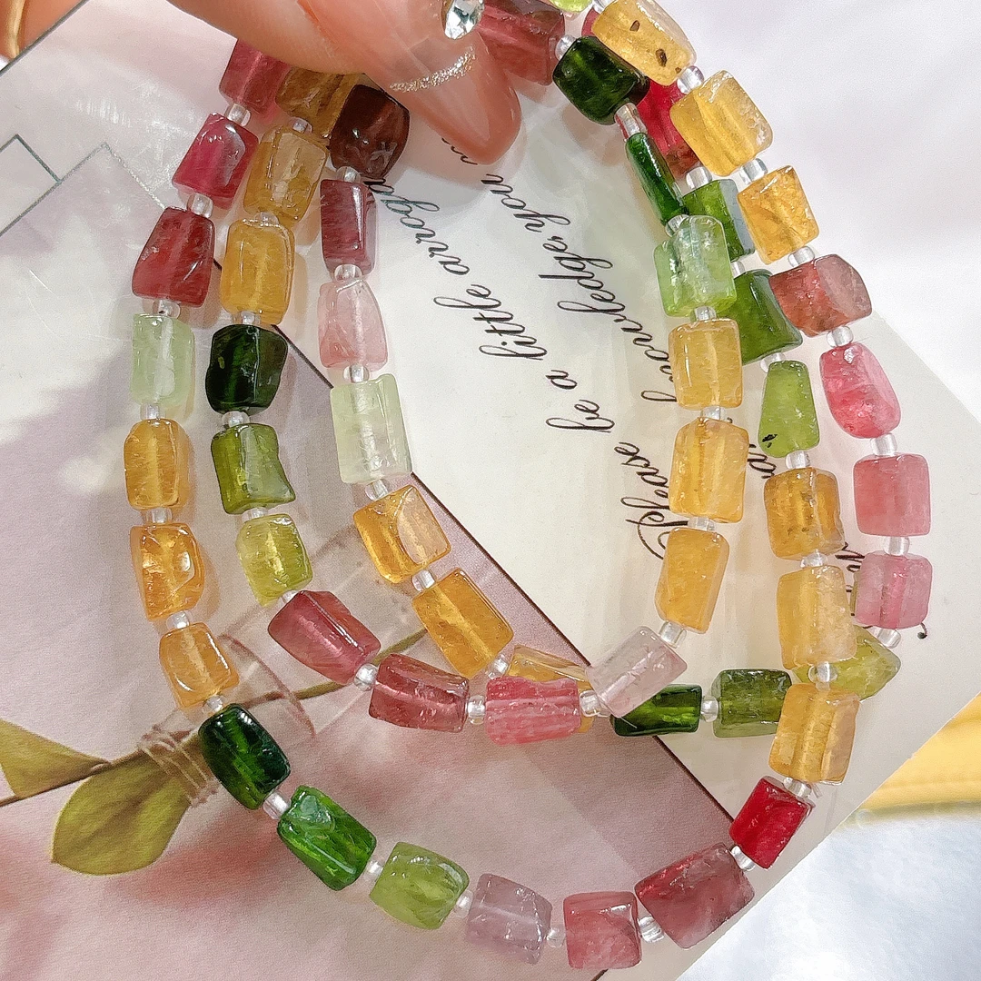 【阿波 严选】天然碧玺方糖多圈手链-多样性发一 A039