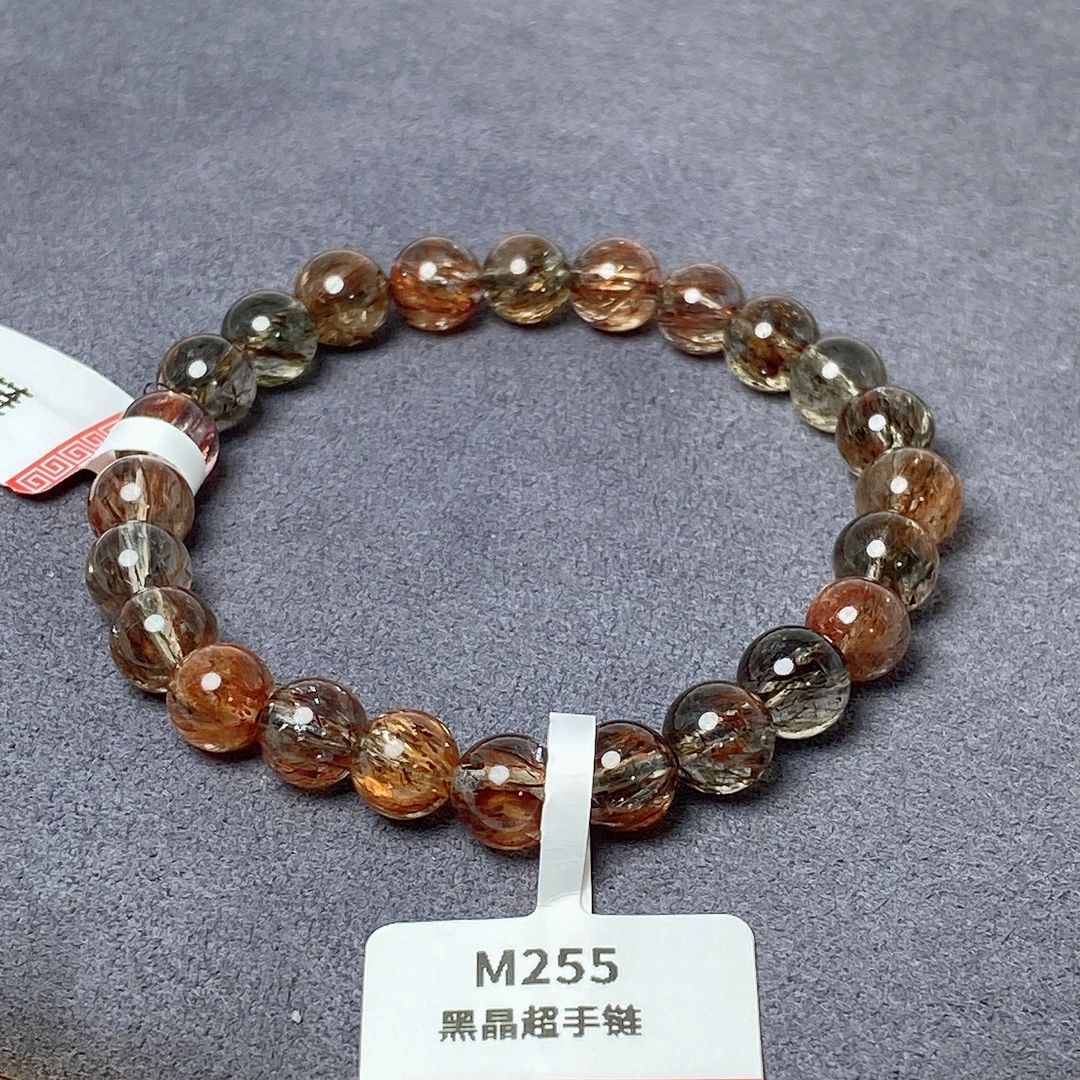 【阿波严选】天然水晶黑金超七单圈手串-多样性发一M255