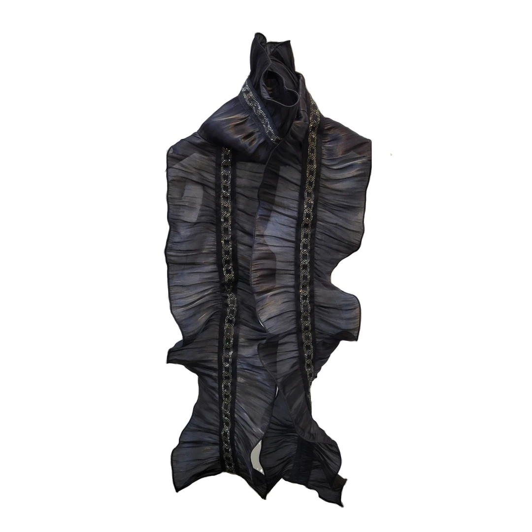 满天星围巾省钱风披肩手工织围巾时尚百搭黑色设计休闲围巾 A006#