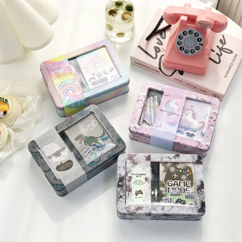 7月22号 发2盒！彩虹恐龙手账套盒 铁盒会瘪NO.退NO.换