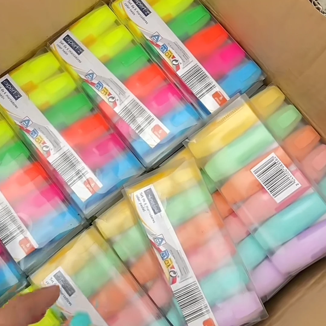 2月25号一25号 发4盒！六只装卡装荧光笔水彩笔