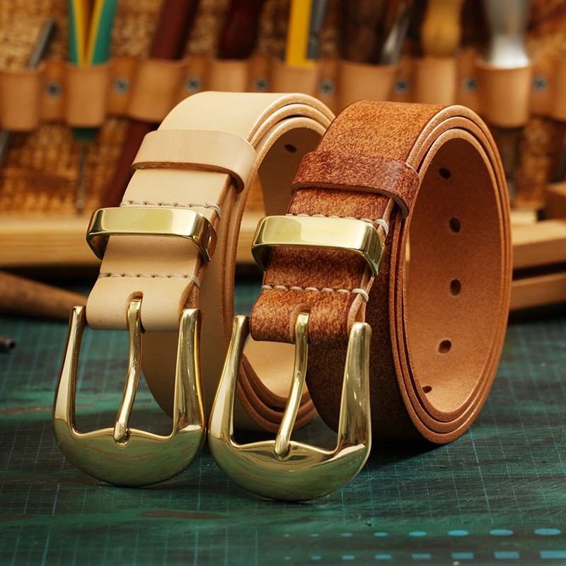 养牛！美式复古-男士腰带-实心铜扣-头层-牛皮