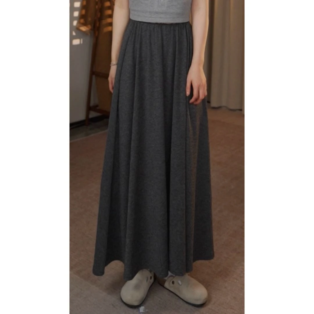 圆圆 【悠闲派】显瘦气质百搭休闲均码简约纯色松紧半身裙 YY 9365