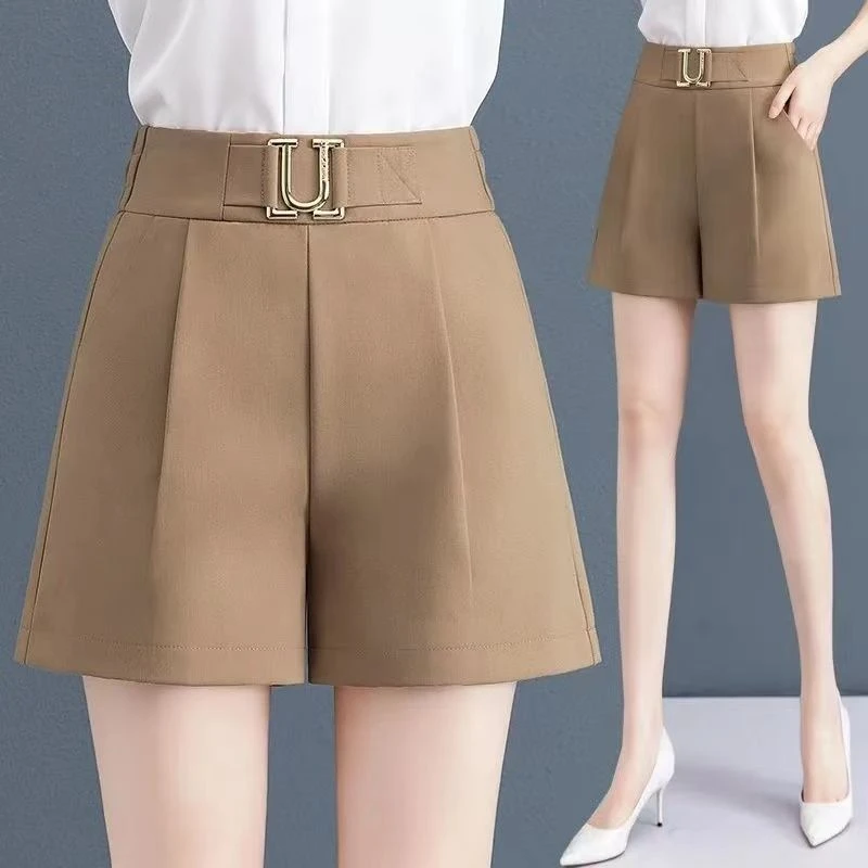 夏季短裤女2023新款高腰显瘦休闲阔腿宽松大码大码韩版时尚百搭