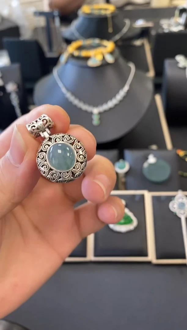 【闪购商品】翡翠吊坠(不含链)银S925镶嵌银镶