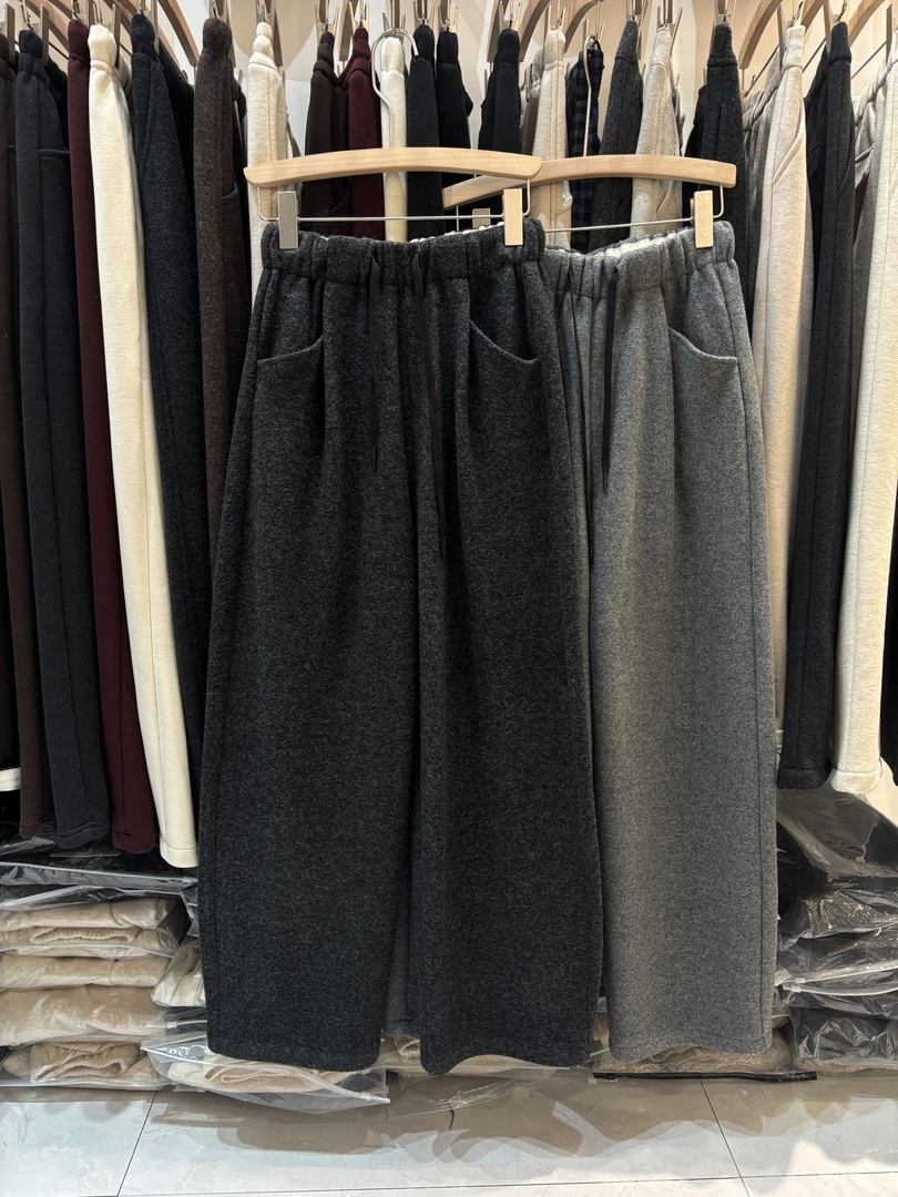 《大秋家》欧货宽松弯刀休闲运动卫裤加绒新纯色暗系新款镰刀裤子