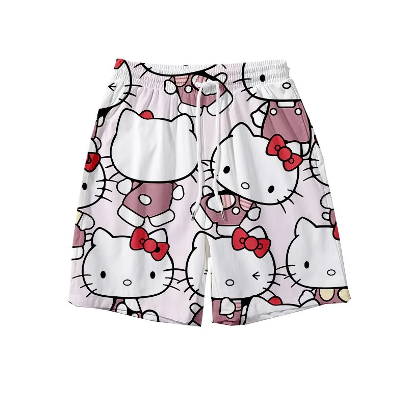 HelloKitty凯蒂猫夏季宽松沙滩短裤男女百搭潮流情侣休闲五分睡裤