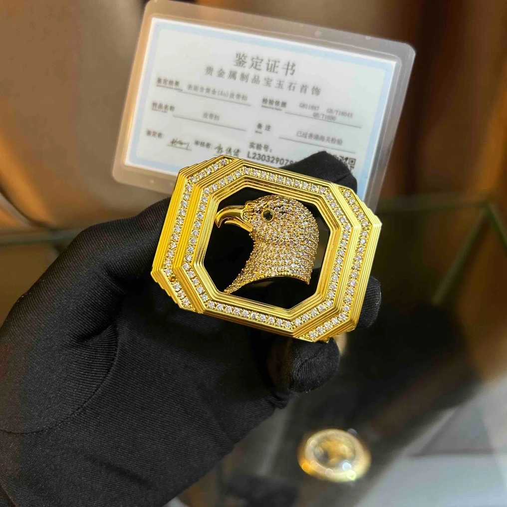 史蒂芬 24K镀金皮带扣头老鹰头3.8男士腰带扣替换扣配件卡扣无皮