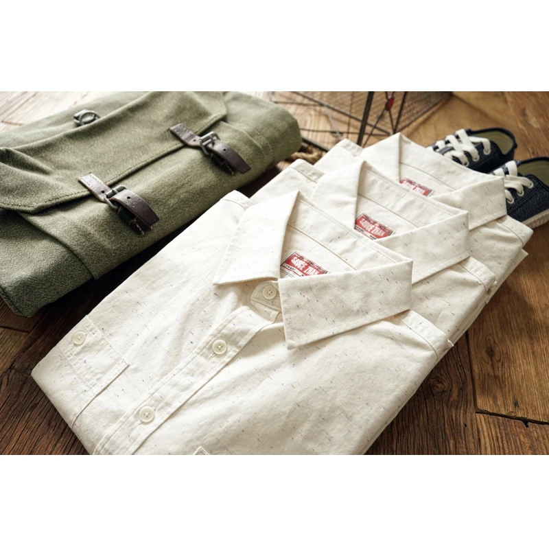 沾酱 复古彩点衬衣男 纯棉复古工装衬衣 长袖休闲衬衫美式外套男