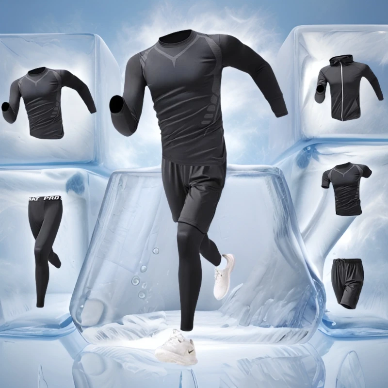 运动套装健身衣服男夏季透气速干紧身高弹力训练晨跑装跑步篮球服