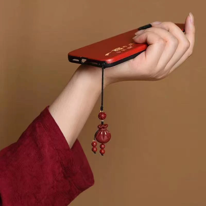 含辰砂工艺品正品朱砂招财钱袋手机挂件吊坠挂坠包挂饰汽车钥匙扣