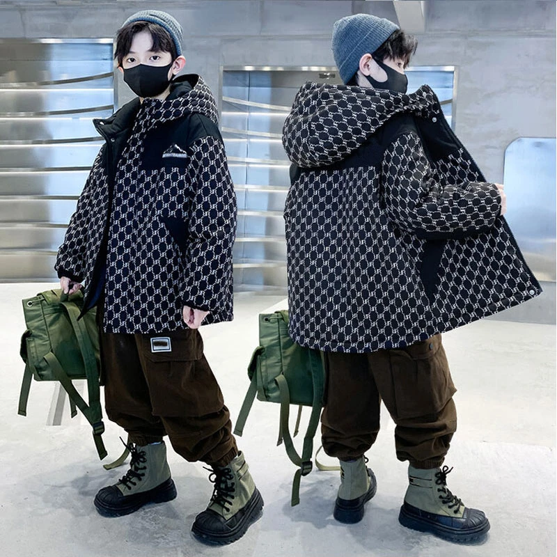 男童秋冬装保暖外套6-12岁男孩冬款棉服中大童加绒加厚派克服