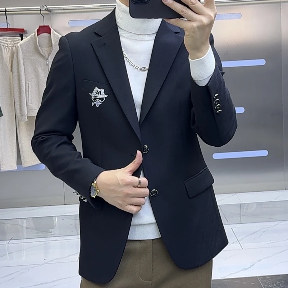 简约休闲百搭轻奢修身男士时尚潮流西装外套