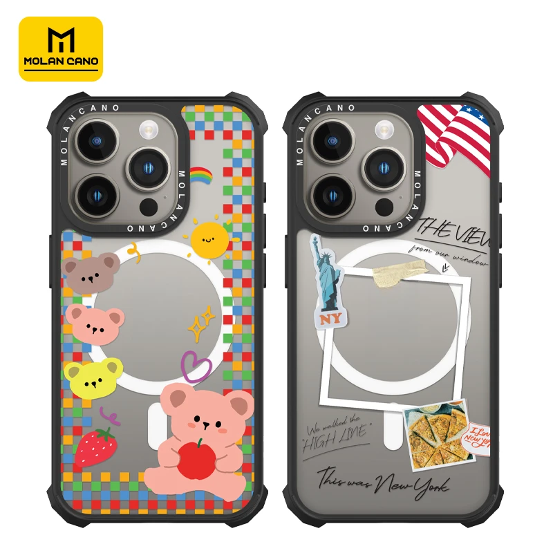 MOLAN CANO潮牌小熊相框透明防摔磁吸保护壳iphone17/promax/16e