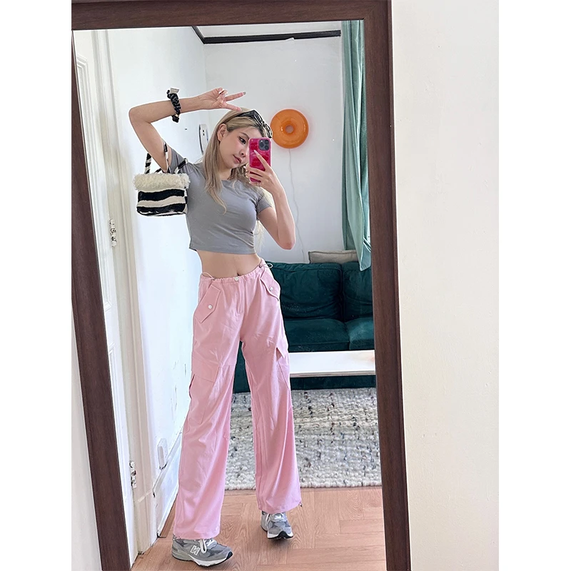 Mungs 1027「松弛感」原创辣妹可调节降落伞裤束脚工装运动裤三色