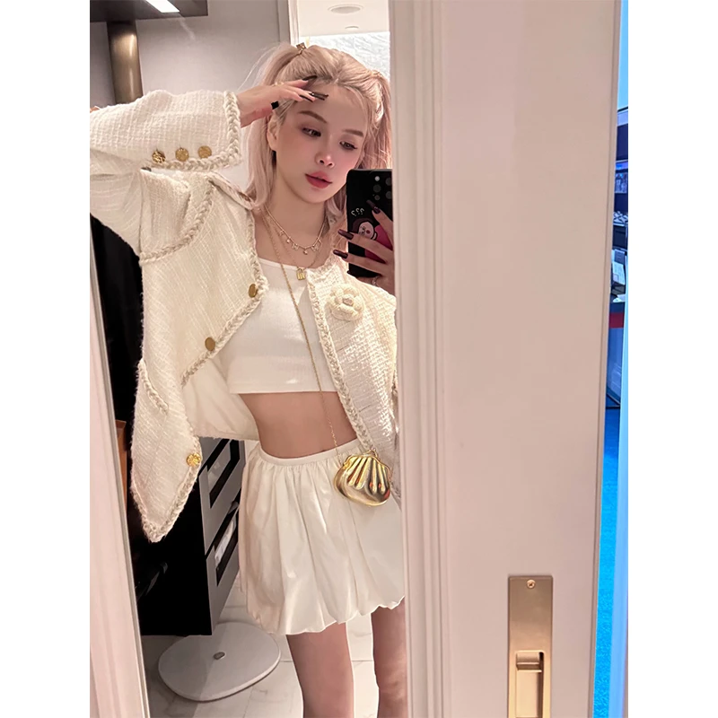 MungsEra 「白月光」ivy自留中长款香香外套 含胸针