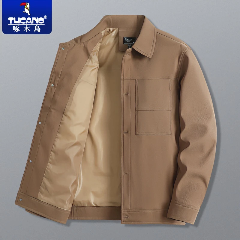 啄木鸟中年爸爸装夹克男士秋季商务翻领工装外套男款百搭长袖上衣