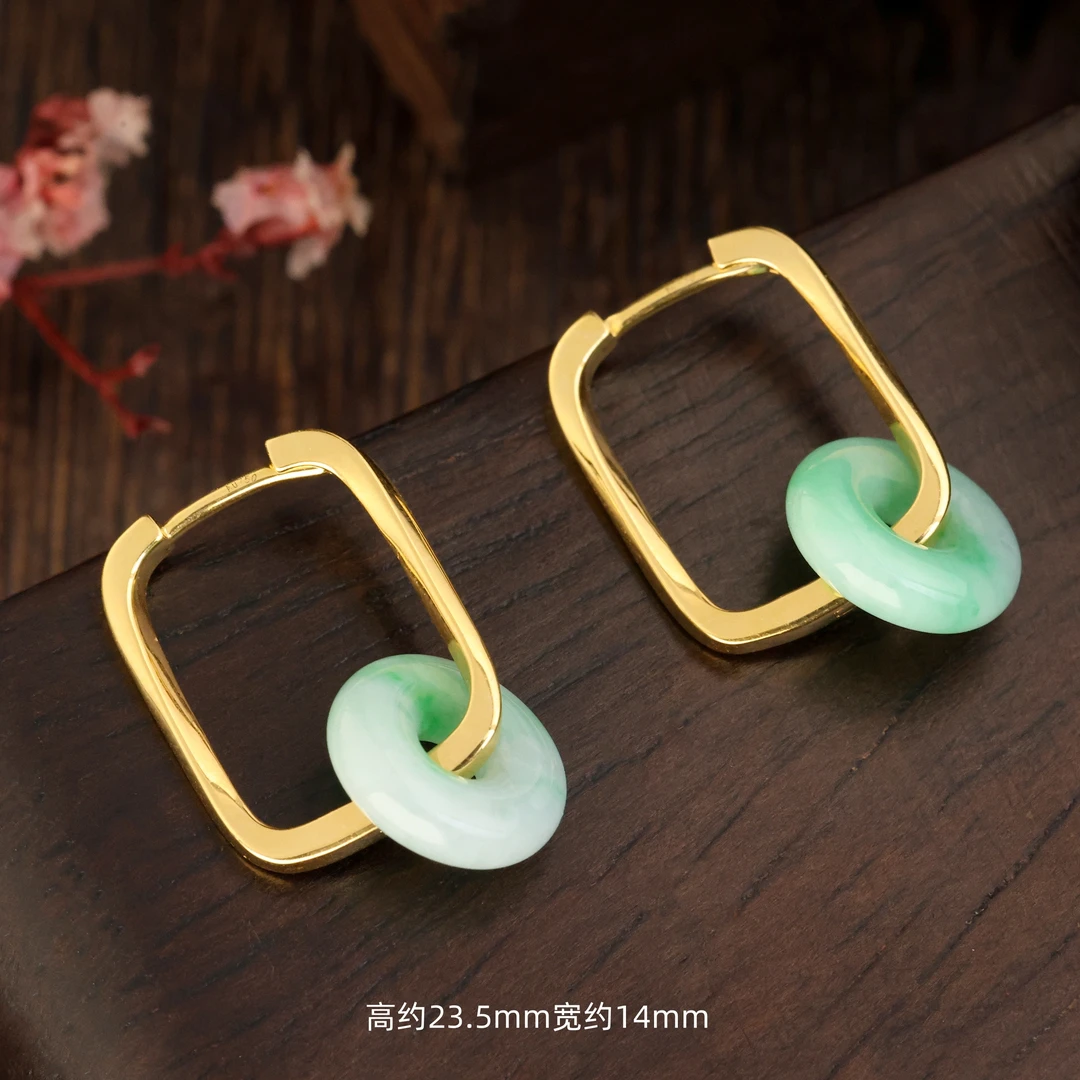 【金豆】18K金进口加厚款几何方形耳扣万能耳圈轻奢高级风A