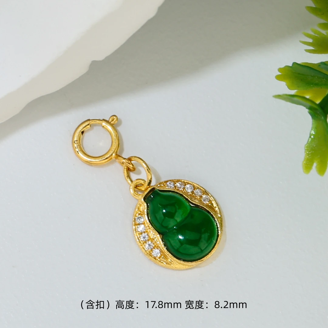 【金豆】小胖子 ||18K金天然缅A翡翠豪镶葫芦钱袋子挂坠滴溜