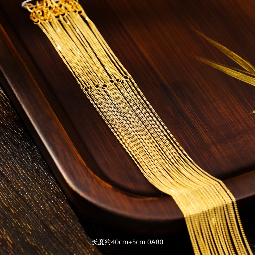 【金豆】18K金素金肖邦链侧身链时尚百搭经典项链A