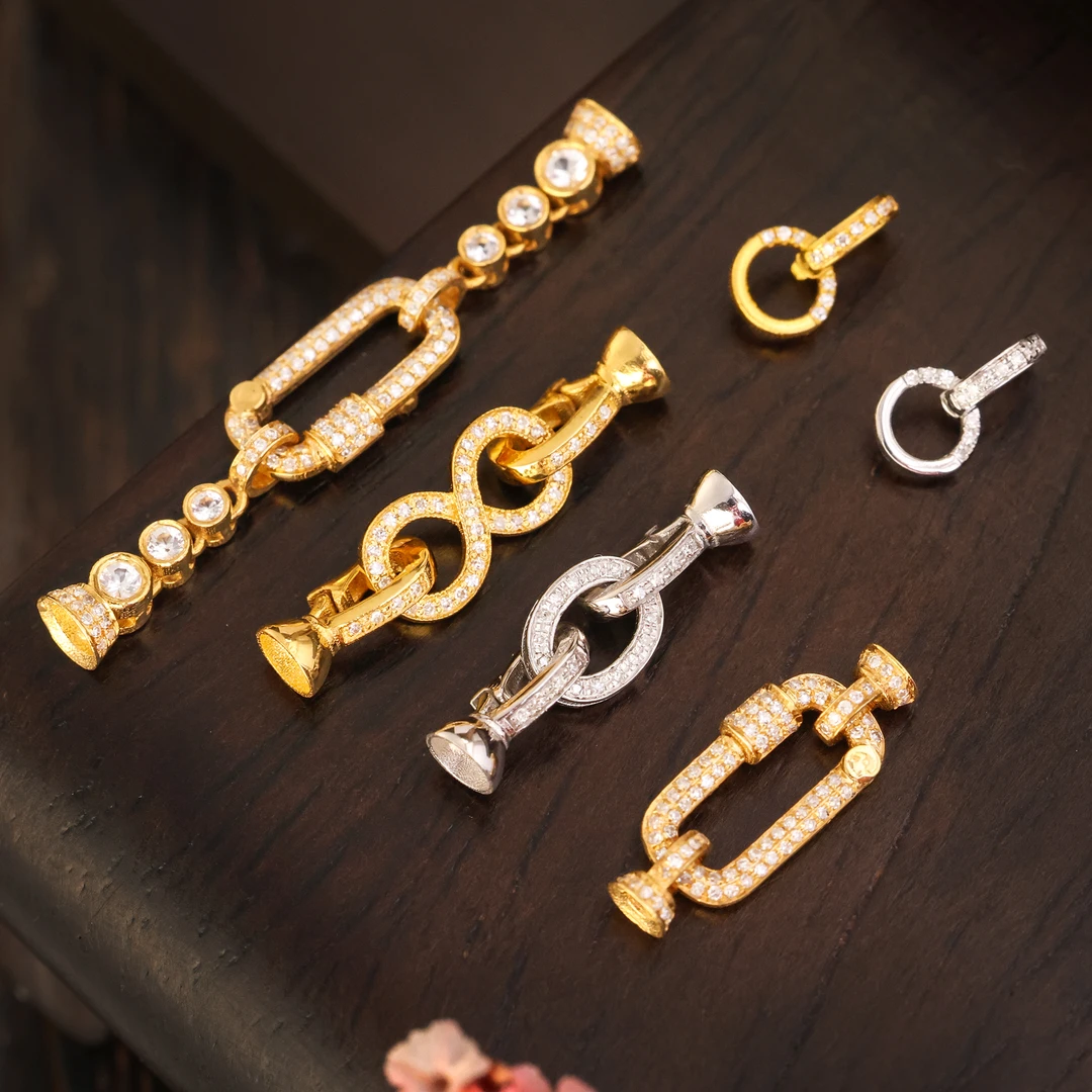 【金豆】奢华豪镶万能扣合集|18k金豪镶马蹄扣拳头扣毛衣链手链扣E