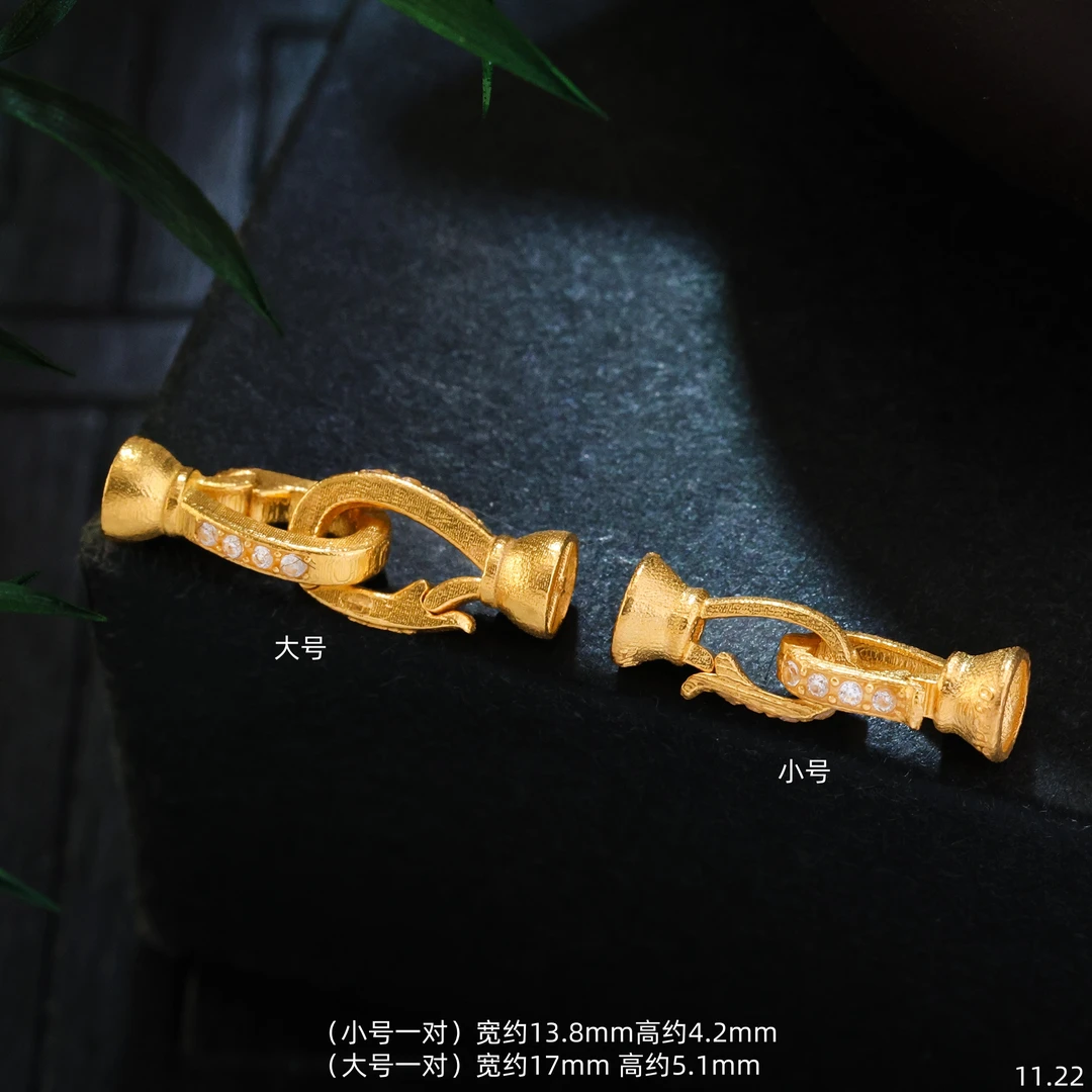 【金豆工厂】18K金豪镶拳头扣连接扣手链扣项链扣万能扣结实不变形E