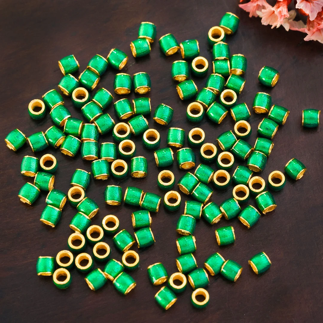 【团价】10个||18K金高温烧蓝绿色金管H