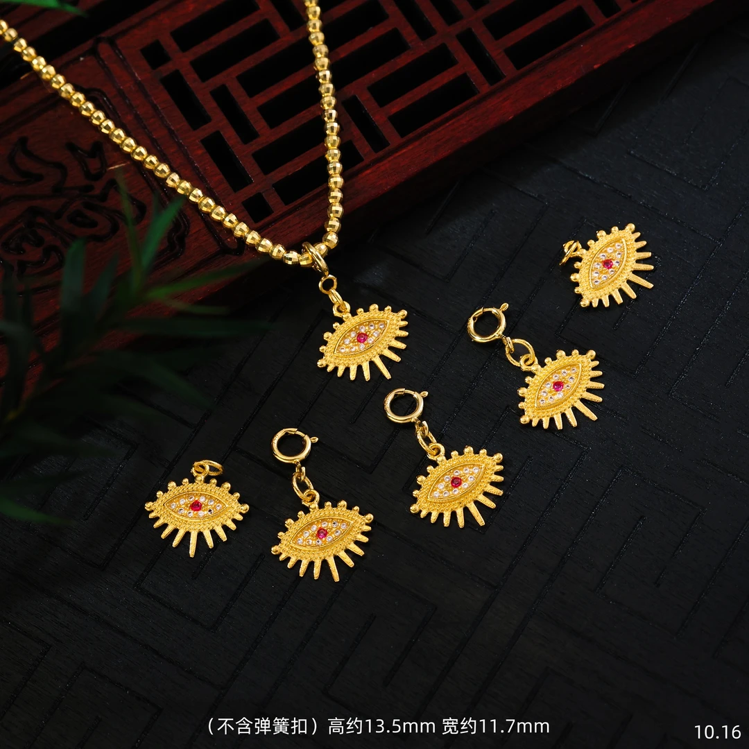 【金豆工厂】18K金豪镶恶魔之眼吊坠挂坠文玩手串手链珠串配饰滴溜E